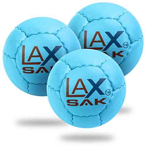 Lax Sak Soft Practice Lacrosse Balls - Same Weight & Size as a Regulation Lacrosse Balls Great for Indoor & Outdoor Practices Less Bounce & Minimal Rebounds - Carolina Blue 3 Pack