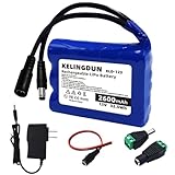 kelingdun 12V 2600mAh Rechargeable Lithium-ion Battery Pack for 12V Devices（CCTV Camera,Bike Light,LED Light Strip, DIY Projects,RC Car, Solar Panels）-Equipped with Charger and Adapters