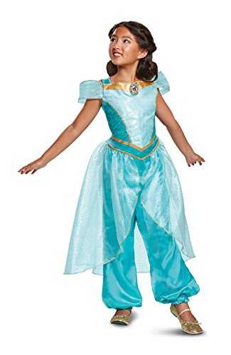 Disguise Disney Princess Jasmine Deluxe Girls' Costume Teal, Size/(4-6X) #TOP2