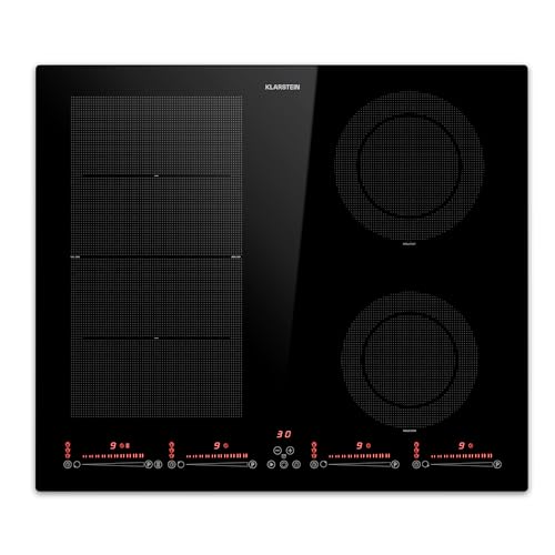 Plaque Induction Encastrable Disaenvir 4 Feux - 7200W - Zone Flexible - 60cm - 9 Niveaux - Minuterie
