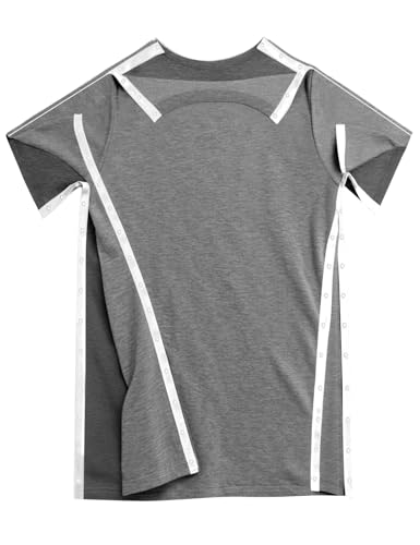 Shoulder Recovery Shirts Unisex-Post Shoulder of Short Sleeves with Hidden Snap Buttons on Sides2