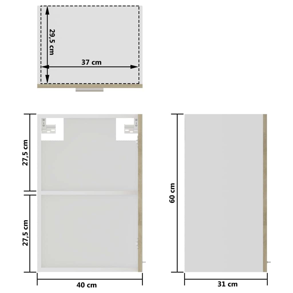 vidaXL Vitrine Suspendue Lyon Chêne Sonoma 40 x 31 x 60 cm Bois d'ingénierie