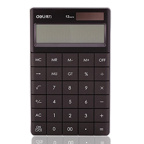 LI-GELISI Large, Solar and Button Dattery Dual Power Standard 12-Digit Big Display Handheld Function Desktop Calculator (Black3), 6.5 x 4 x 0.4 inches