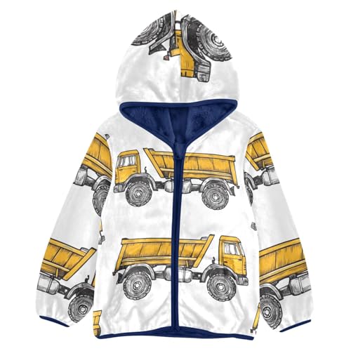Construction Trucks Girls Fleece Jacket Girls Fall Jacket Girls Zip Up Hoodie Girls Sherpa Jacket 2-10T