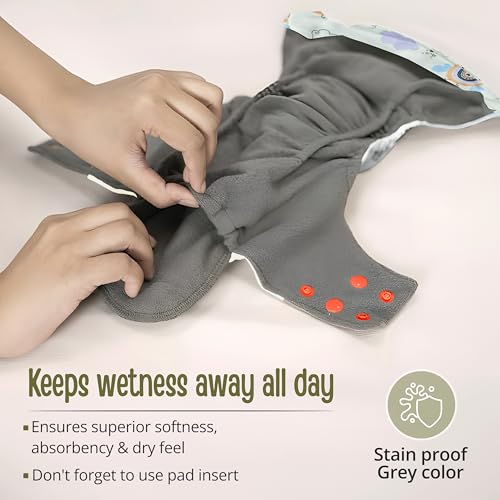Image of LuvLap Reusable Baby Cloth Diaper, Double Leak Guard, High Absorption, Quick dry, Stain-Proof Comfort & Protection, 3m+, adjustable waist & height with snap buttons, Absorbent insert, Yellow Rainbow