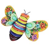 SHINEOFI Décoration Murale Abeille en Fer Forgé Jaune Sculpture Murale Extérieure pour Jardin Art Mural Décoratif pour Maison Décoration Abeille Suspendue en Métal Robuste Artistique