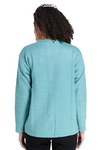 Image of MANRA Women's Woolen V-Neck Buttoned Full Sleeve Cardigan Self Design Soft Wool Fabric Winter Wear Pure Wool Sweater Fully Warm with Front Pockets Stylish Cardigan