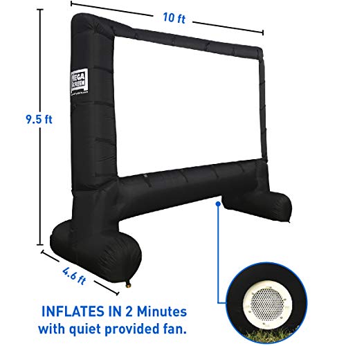 EasyGo Products 14' Inflatable Mega Movie Screen - Canvas Projection Screen for Outdoor Parties - Movie Cinema is Guaranteed to Thrill and Excite. Includes Inflation fan, Tie-Downs and Storage bag