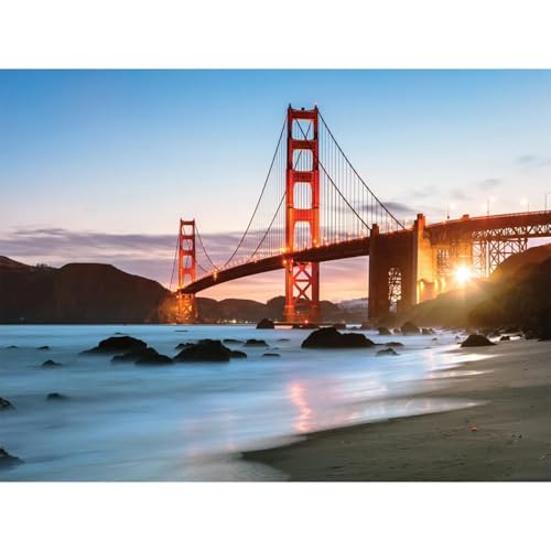Rompecabezas Bits and Pieces de 1000 piezas para adultos: Atardecer sobre el Puente Golden Gate, corte aleatorio, sin dos piezas iguales miniatura 2