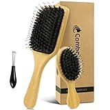 ✅ Para todo tipo de cabello: Los cepillos de pelo de cerdas de jabalí son geniales para el cabello grueso, fino, rizado, liso, largo, corto, húmedo o seco. Adecuado para el uso diario y los viajes.