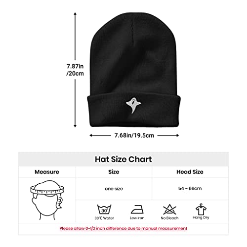 Image of Embroidery Goth Beanie Knit Hats for Men & Women, Embroidery Winter Hats Skull Cap