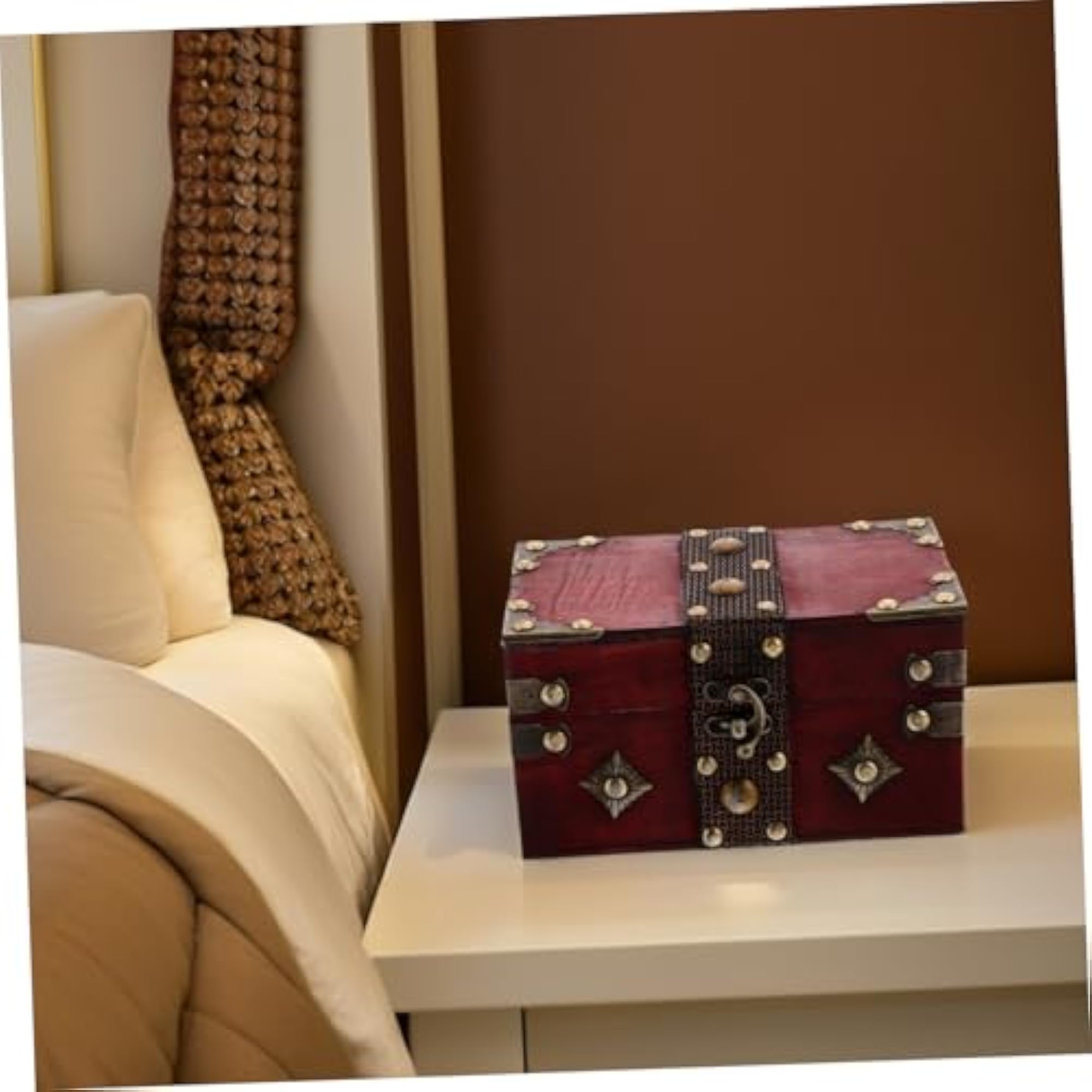 Vintage Wooden Jewelry Box Organizer, Retro Design