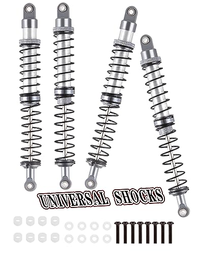 Rcarmumb 130mm Universal Shock Absorber Upgrades Part for 1/10 RC Scale Cars,Aluminum Alloy 7075 RC Adjustable Shocks Damper Universal Hops Up,4PCS,Titanium