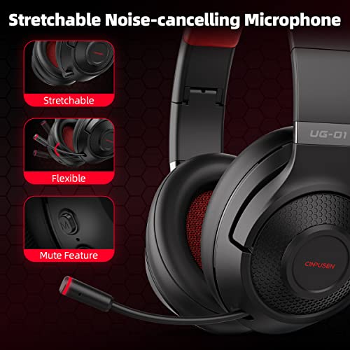 2.4Ghz Wireless Gaming Headset For Pc, Ps5, Ps4, Macbook, With Microphone, Over-Ear Bluetooth Gaming Headphones For Cell Phone, Soft Earmuff - 40 Hours Playtime, Only Wired Mode For Xbox Series, Red #TOP3