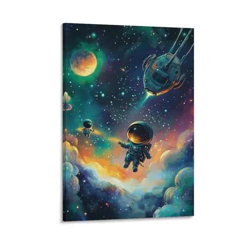 Toile décoration murale astronaute idée cadeau originale salon chambre