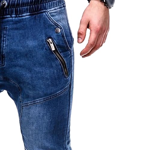 Drawstring Waist Skinny Jeans for Men Casual Stretch Regular Male Washed Jean Slim Fit Comfy Tapered Denim Pants3