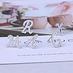 Initial Letter Earrings Shiny Small Dainty Statement Stud Earrings Personalized Earrings for Women Silver - Image 4
