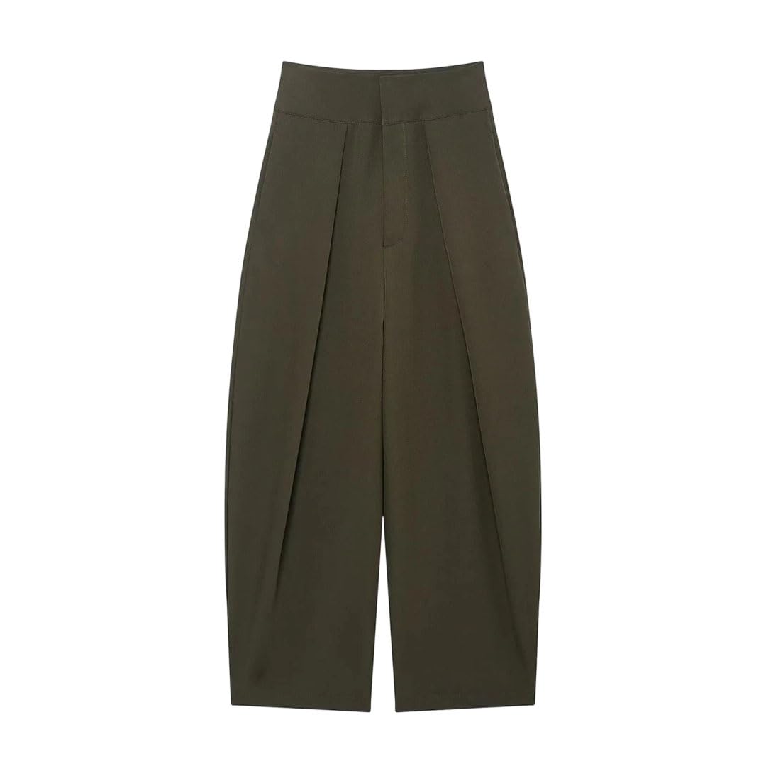 Womens Autumn High Waist Pleated Balloon Version Pants Casual Pants