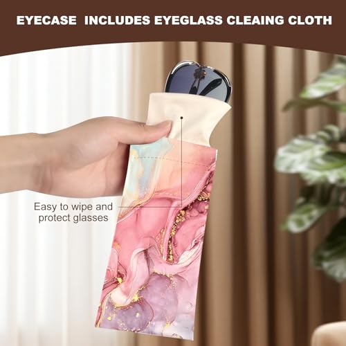 Image of Anikathy 2Pcs Sunglass Eyeglass Glasses Case Soft PU Leather with Cleaning Cloth Cute Glasses Pouch Bag for Men Women Girs