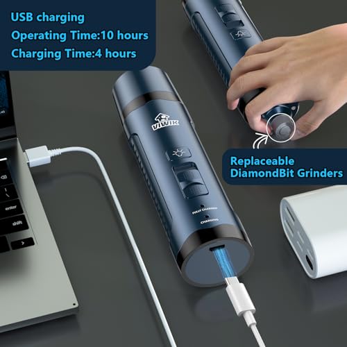 Image of VIWIK Dog Nail Grinder, Dog Nail Trimmers with LED Lights, Pet Nail Clippers Kit for Large Medium Small Dogs & Cats, 2-Speed Quiet Electric USB Rechargeable Pet Paws Grooming Tool Blue