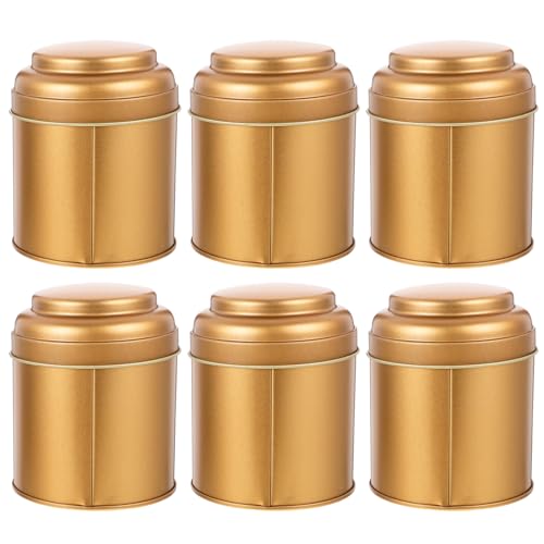 Holibanna Set 6 Barattoli Ermetici per Tè in Latta Rosa Opaco, Contenitori Piccoli per Bustine di Tè e Alimenti, Scatole da Cucina per Conservazione Domestica