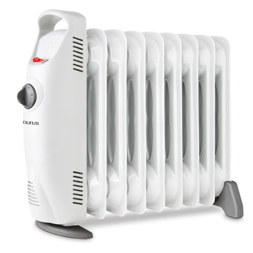 Taurus - Masai 1000 W-Radiador de Aceite de 9 Elementos | 1000W Potencia | Diseño Compacto | Termostato Ajustable | Protección sobrecalentamiento | Bajo Consumo | Soporte Patas | Silencioso | Acero