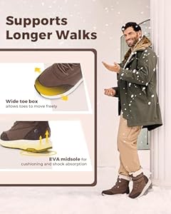 FitVille Heren Sneeuwlaarzen Winterlaarzen met Warme Voering Extra Breed Schoenen Sneeuwlaarzen Waterdicht Bruin 44.5 EU x_breed