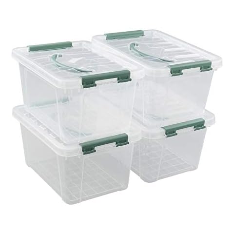 AnnkkyUS 4-Pack 6 Quarts Clear Storage Box Tote, Plastic Bins with Lids Cover