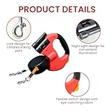 Doppelte Einziehbare Hundeleine, 3 M Hundeleine Doppelleine, Automatische Hund Versenkbar Leine, Rollleine Hundeleine mit LED Licht, Doppelköpfe Hundeleine für Katzen Kleine Hunde (Rot)