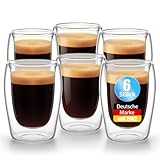 BigDean 6 Stück doppelwandige Espresso Gläser 80 ml in Gastro-Qualität - Espressogläser Espresso Glas Espressotassen Glas Set in Geschenkverpackung