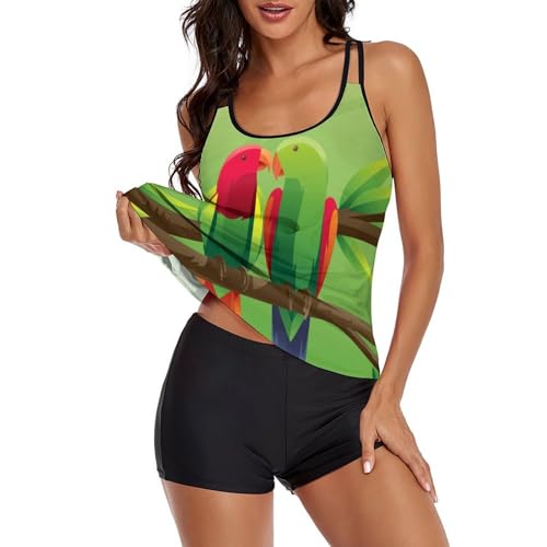 Maillot de bain tankini perroquet avec short pour femme