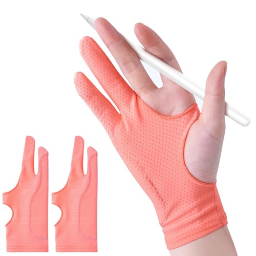 Drawing Glove Right Left Hand [Pink 2Pack] Palm Rejection Glove for iPad Surface Tablet,Graphic...
