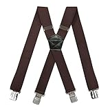 Hombres Tirantes Tirantes， Tirantes de trabajo resistentes unisex for hombre y mujer, en forma de X de 3,8 cm de ancho con 4 ganchos giratorios, tirantes elásticos ajustables for pantalones de snowboa