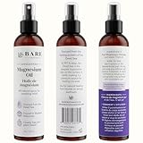 Bare Botanics Unscented 8oz Pure Magnesium Oil Spray from The Dead Sea | Rapidly Absorbing | Handpoured in Madison, WI | Supports Sleep & Soothes Sore Muscles