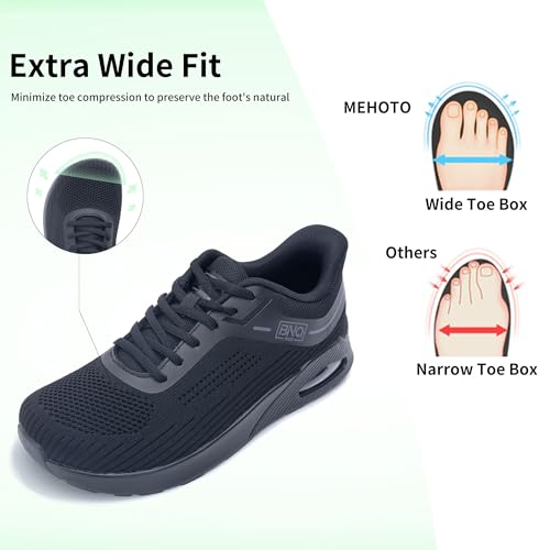 MEHOTO Womens Wide Toe Box Shoes Walking Sneakers with Arch Support Slip On Fashion Tennis Shoes for Swelling Bunion Plantar Fasciitis US 6-112