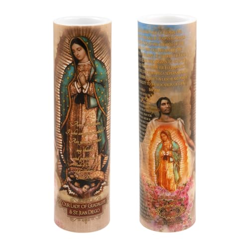 Image of Our Lady of Guadulpe with Juan Diego, LED Flameless Devotional Prayer Candle