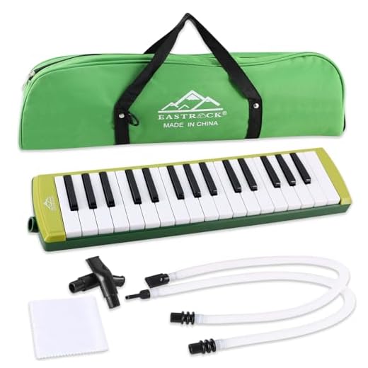EASTROCK 32 Key Melodica Instrument Air Piano Keyboard Soprano Melodica with 2 Mouthpieces Tube Sets Carrying Bag for Beginners Adults Gift Green