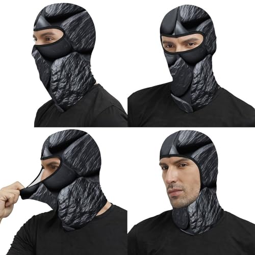 Balaclava Pasamontañas para Hombre y Mujer en Negro con Estampado Piedra, Mascara Termica para Rostro, Protección para Clima Frío miniatura 5
