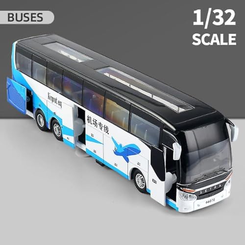 Image of DEOXY Big Airport Shuttle Double Decker Toys for Kids Diecast Metal Alloy Light & Music Open Door Collection Bus Toys for Boy Kids