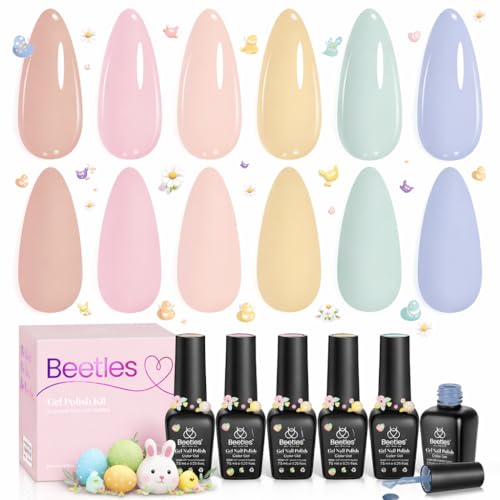 beetles Pastel Gel Polish Set - Soft Echo Collection, 6 Colors Pa...