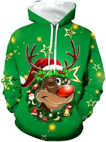 Generisch Pull festif pour homme avec imprimé renne - Sweat à cap...