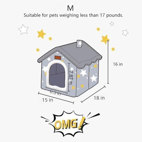 Dog House Indoor Memory Sponge, Foldable Dog House Kennel Bed Mat with Cushion for Small Medium Large Dogs Cats, Winter Warm Cat Nest Puppy Cave Sofa Pet Products (Medium) - Image 3