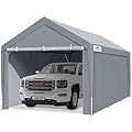 ADVANCE OUTDOOR Upgraded 10x20 ft Heavy Duty Steel Carport, Adjustable Height from 9.5 to 11 ft, Car Canopy Garage Party Tent Storage Shed Boat Shelter Portable with Sidewalls and Doors,Gray