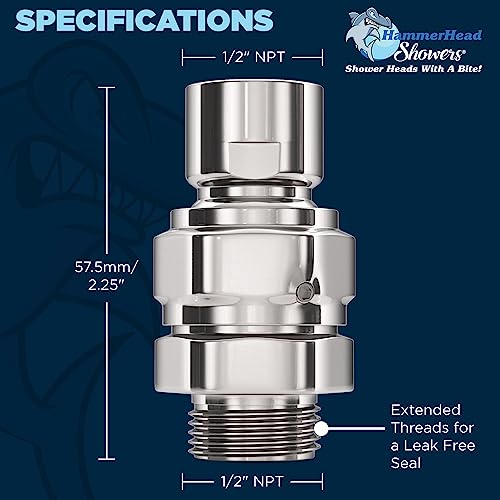 Hammerhead Showers SWIVEL-CH ® All Metal Shower Head Swivel Ball Adapter, Chrome | Adjustable Pivot Ball To Adjust Showerhead Angle thumb #7