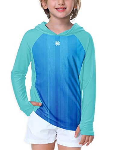Gradient Rash Guard For Boy Hoodie Sun Shirt Uv Protection Long Sleeve Spf Surf Shirts Aqua 9-10 Years #TOP23
