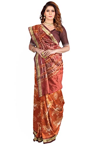 Image of Sambalpuri Handloom Saree Women's Cotton Saree Odisha Handloom Handmade Pure Cotton Khandua Natural Cotton Ikat Sambalpuri Saree For Women ikat Handloom Saree For Women 5SE9BC-495