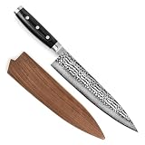 Enso Large Chef's Knife with Sheath - Made in Japan - HD Series - VG10 Hammered Damascus Stainless Steel Gyuto - 9.5' Blade with Saya Cover