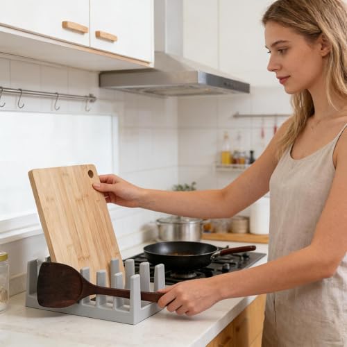 Support vertical pour couvercles de casseroles et support de couvercle poêles plat - 3