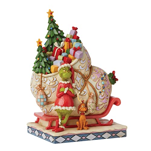Enesco Jim Shore Dr. Seuss The Grinch And Max Standing By Sleigh Figurine, 8.46 Inch, Multicolor #TOP2