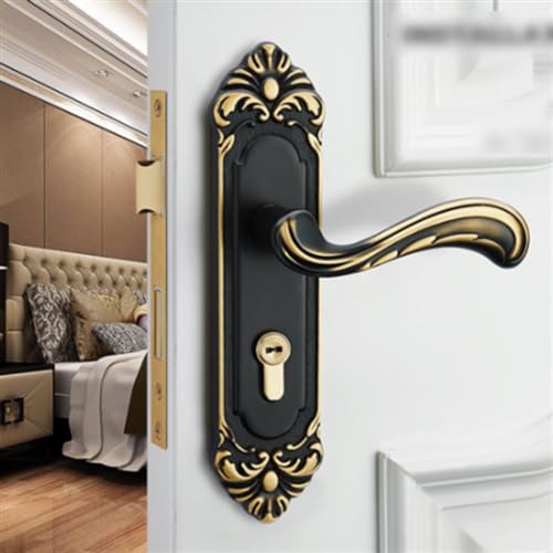 Serrure de porte silencieuse de chambre à coucher en cuivre doré